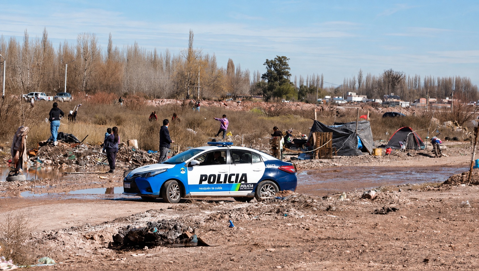TENSIÓN EN NEUQUÉN: LA POLICÍA AVANZA SOBRE LAS CASILLAS EN LA TOMA DEL OESTE