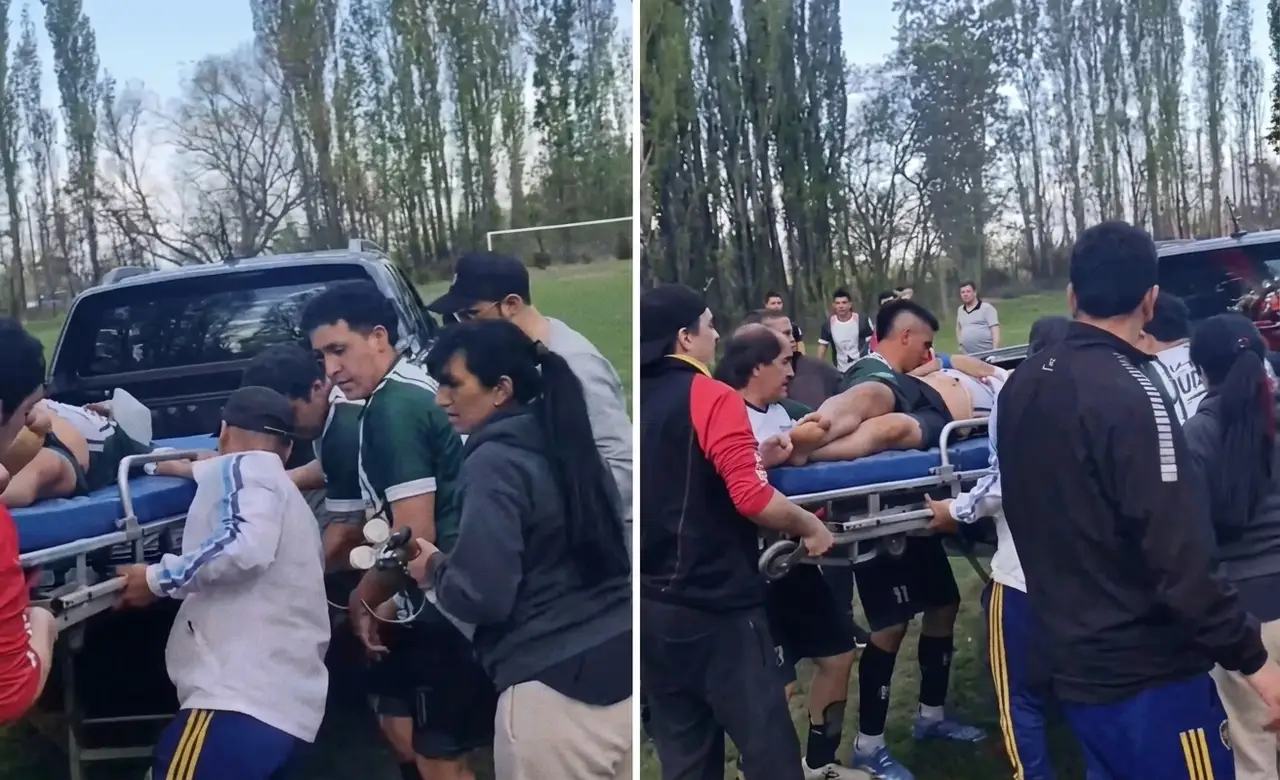 FÚTBOL AMATEUR: UN JUGADOR SE DESVANECIÓ Y FUE TRASLADADO EN LA CAJA DE UNA CAMIONETA